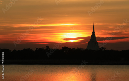 Sunset near the old pagoda. © Kamphol