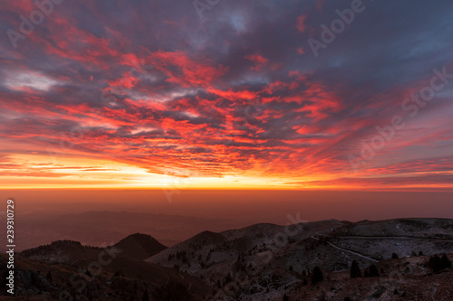 Dawn on Mount Grappa in Italy