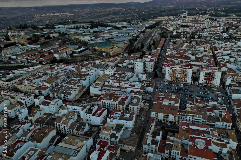 Naklejka premium Malaga und Ronda in Spanien aus der Luft