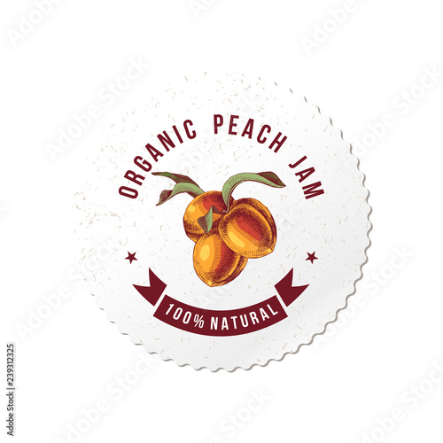 Organic peach jam round emblem