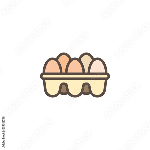 Raw eggs package filled outline icon, line vector sign, linear colorful pictogram isolated on white. Eggs in box symbol, logo illustration. Pixel perfect vector graphics