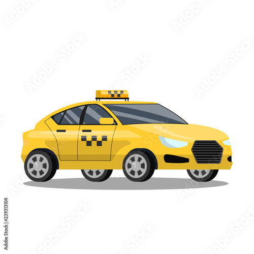 Yellow taxi car. Automobile cab with driver