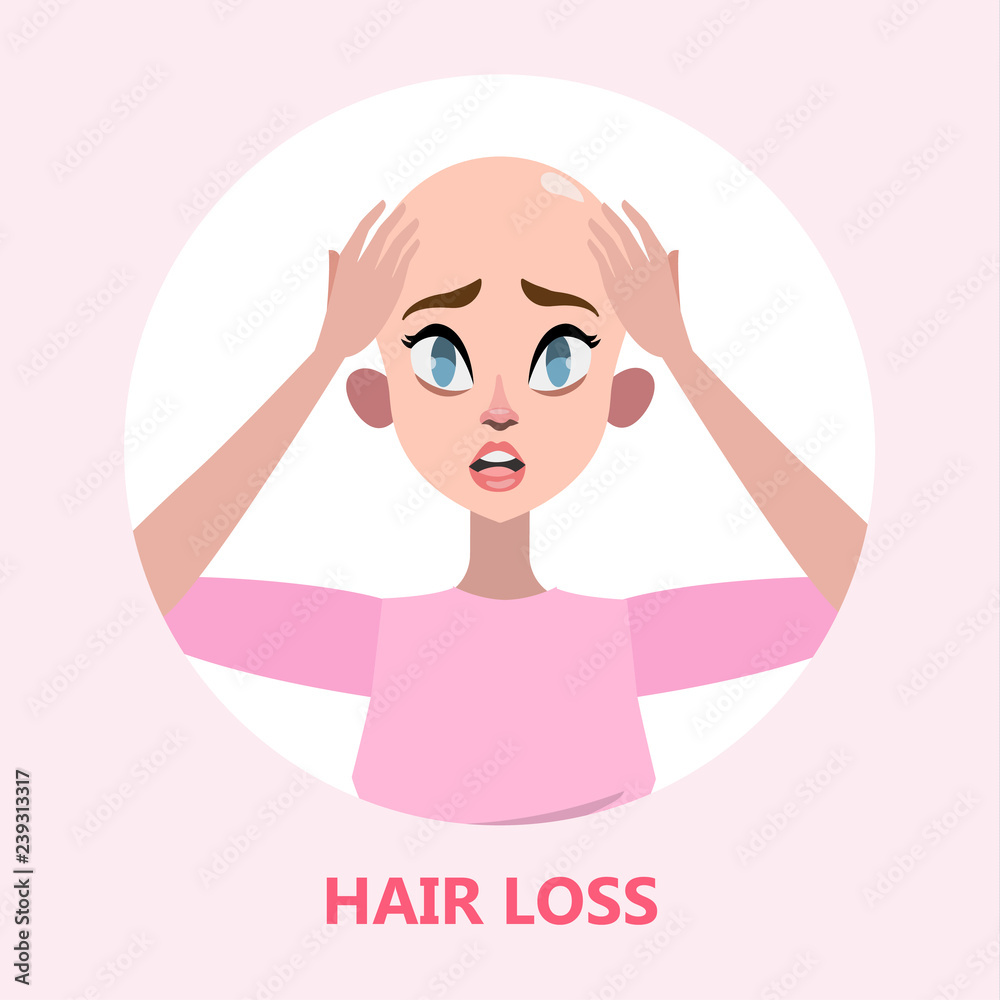 Hair loss problem. Stressed woman with alopecia Hair loss problem. Stressed woman with alopecia