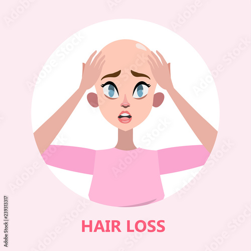 Hair loss problem. Stressed woman with alopecia
