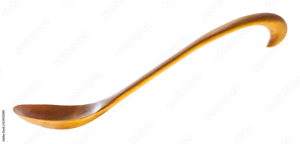 hand carved alder wooden spoon isolated on white