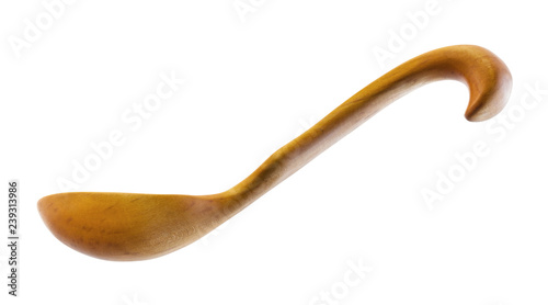 side view of hand carved maple wooden soup spoon