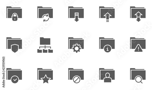 Archive and Folders Vector Icons Set. Contains Repository, Sync, Storage of Documents and more.