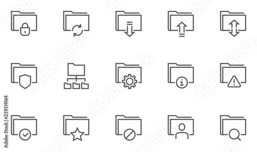 Archive and Folders Vector Line Icons Set. Contains Repository, Sync, Storage of Documents and more. Editable Stroke. 48x48 Pixel Perfect.