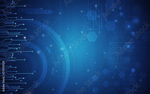 Blue technology background and abstract digital tech circle.copy space.