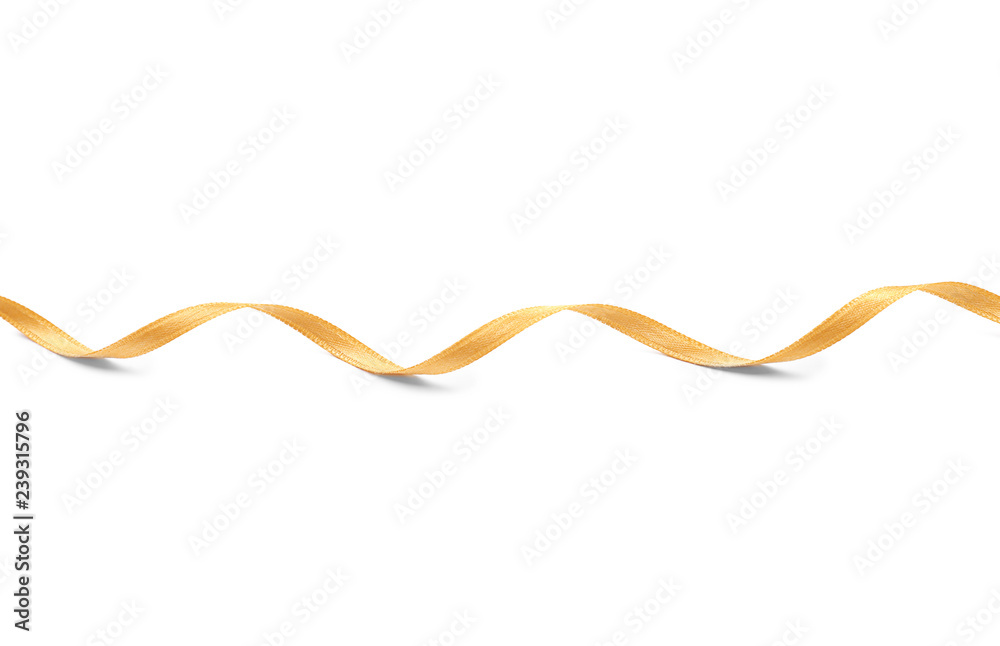 Beautiful golden ribbon on white background Beautiful golden ribbon on white background