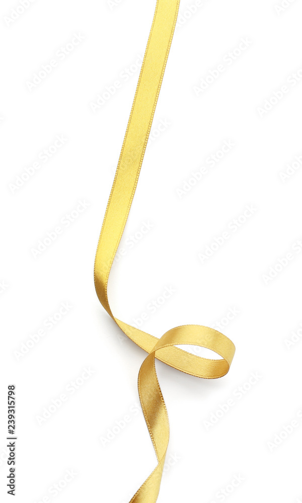 Beautiful golden ribbon on white background