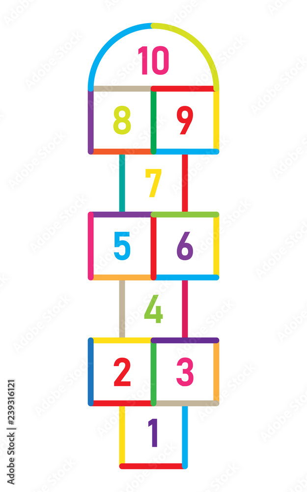 Hopscotch game. Children street gam Hopscotch game. Children street gam