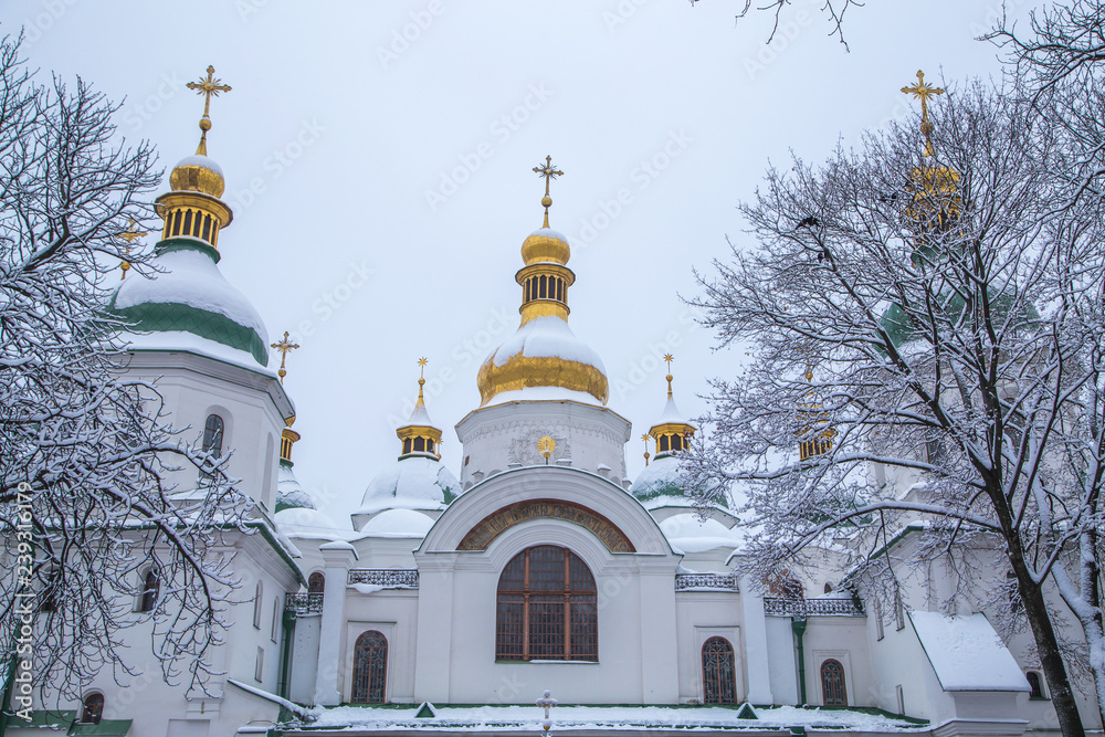 Facade of St Sophia's Cathedral, an Unesco World Heritage Site in Kiev Kyiv , Ukraine, Europe