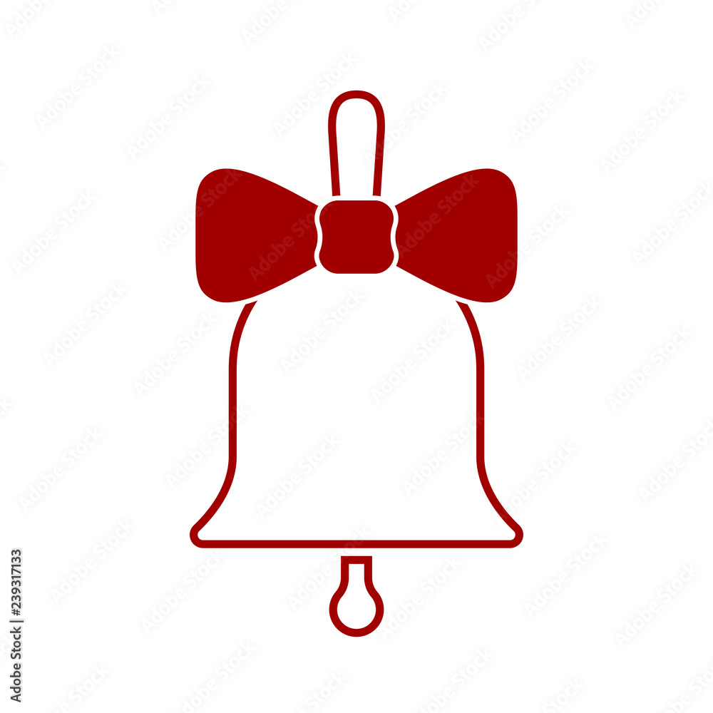 Sign Christmas bell. Isolated red icon on white background. Vector illustration Sign Christmas bell. Isolated red icon on white background. Vector illustration