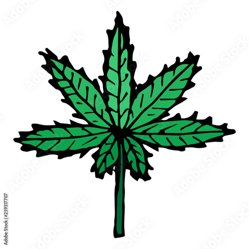 Marijuana icon. Hand drawn sketch leaf of marijuana. Seven-pointed leaf. Vector illustration.