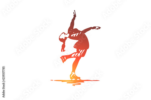 Figure, skating, woman, sport, ice concept. Hand drawn isolated vector.