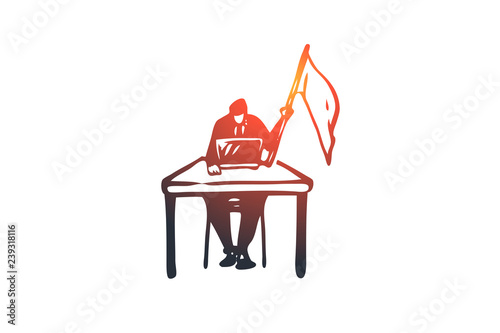 Give up, sad, lose, tired, surrender concept. Hand drawn isolated vector.