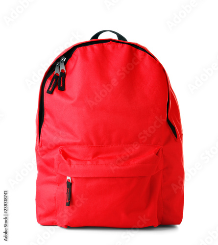 School backpack on white background