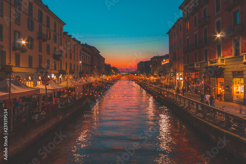 Navigli di Milano al tramonto