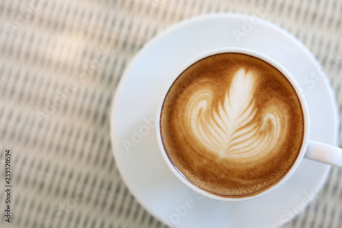 heart shape latte art of hot coffee drink