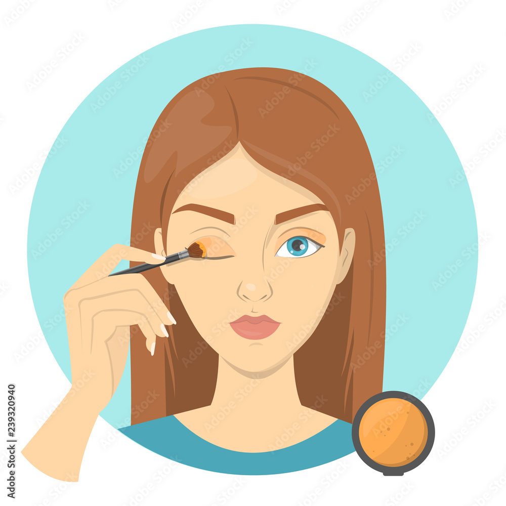 Beautiful woman applying the yeshadow on eyelid Beautiful woman applying the yeshadow on eyelid