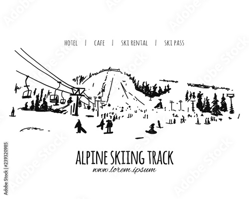 Alpine skiing track, sketch for your design