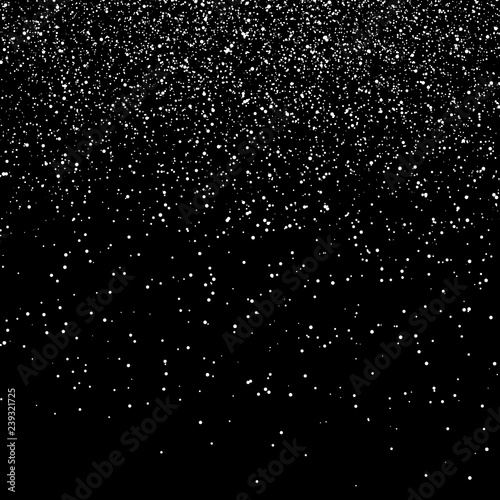 Stars spots, noise and grain scatter glitter on black galaxy abstract background vector illustration