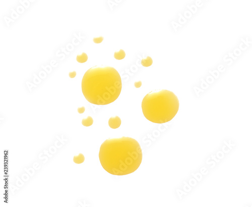 Drops of oil on white background
