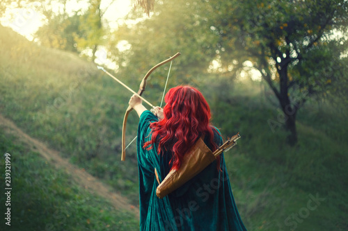 Cuadro en lienzo gorgeous huntress pushing her last light to the sun, waiting for salvation durin