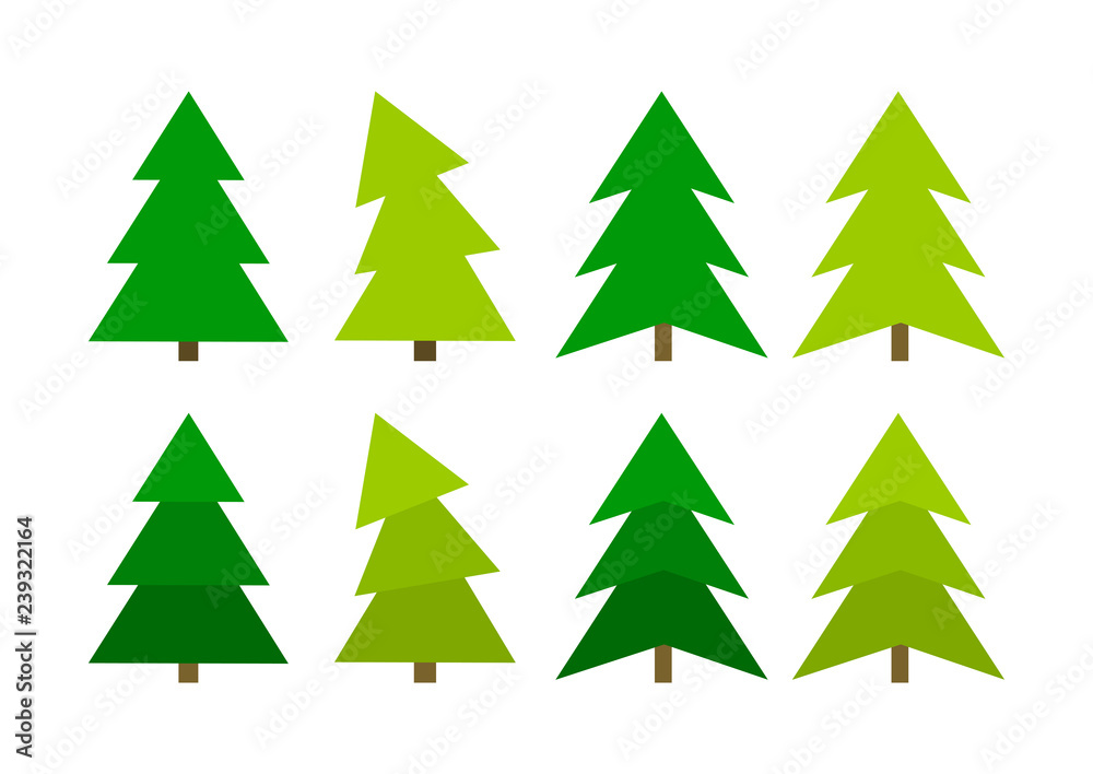 Green Christmas trees spruces icons collection Green Christmas trees spruces icons collection
