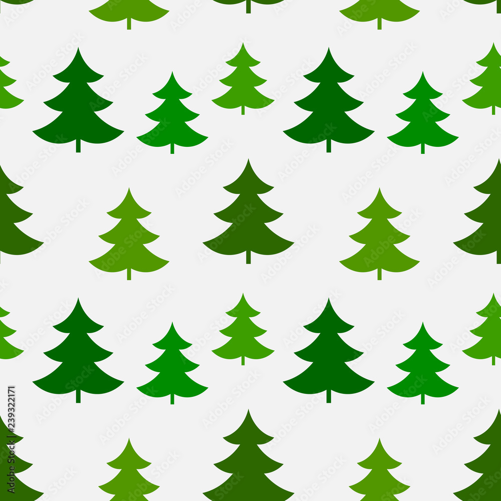 Christmas trees spruces green seamless forest pattern
