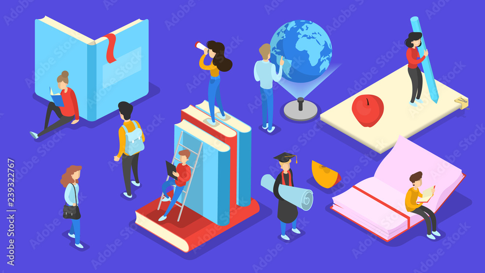 Knowledge and education concept. People learning online Knowledge and education concept. People learning online