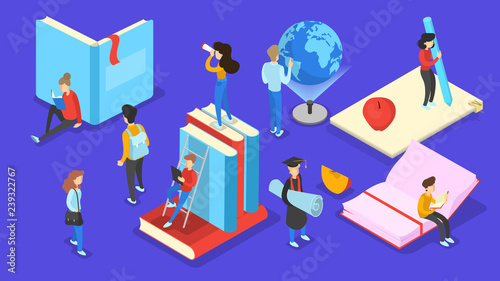 Knowledge and education concept. People learning online