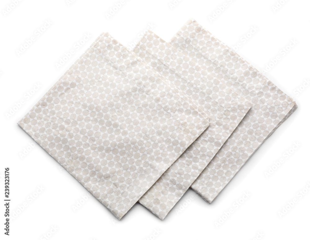 Fototapeta premium Clean kitchen towels on white background