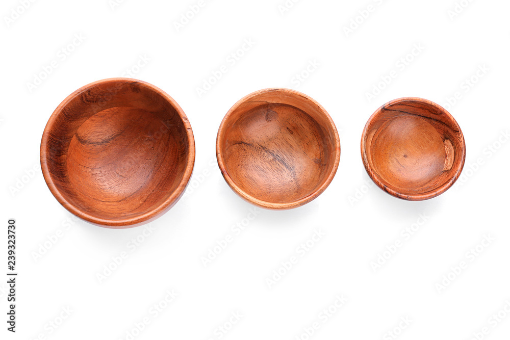 Clean empty bowls on white background Clean empty bowls on white background