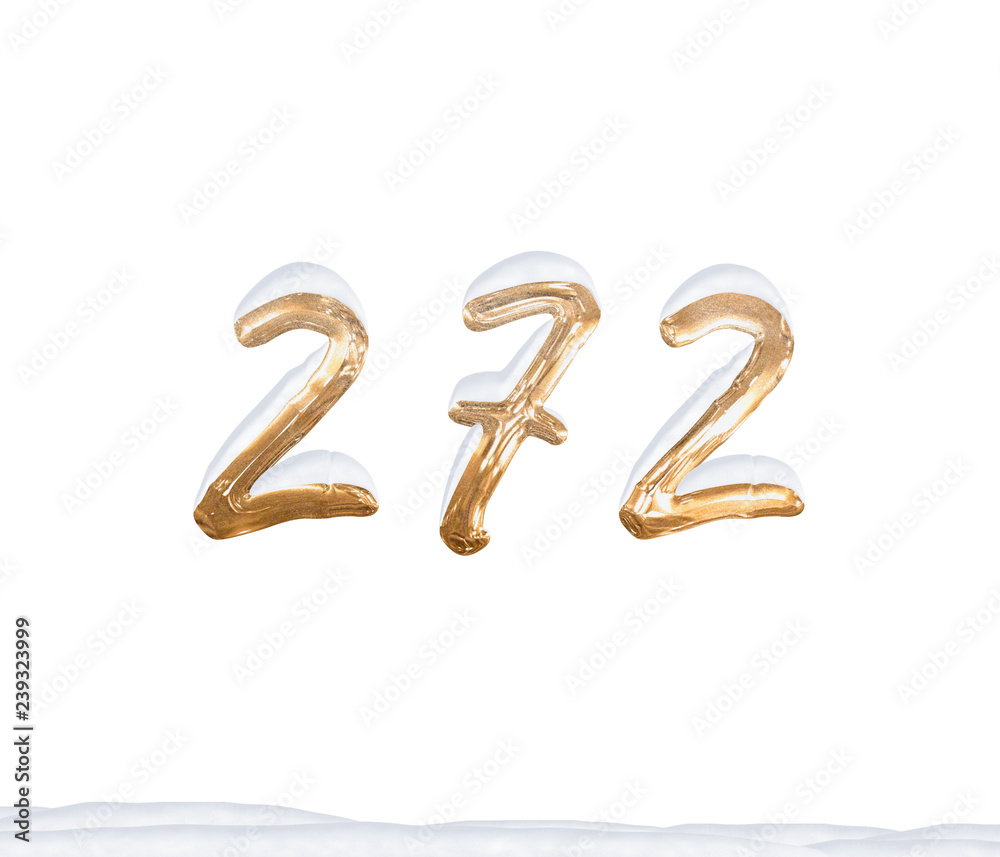 Gold Number 272 with Snow on white background Gold Number 272 with Snow on white background