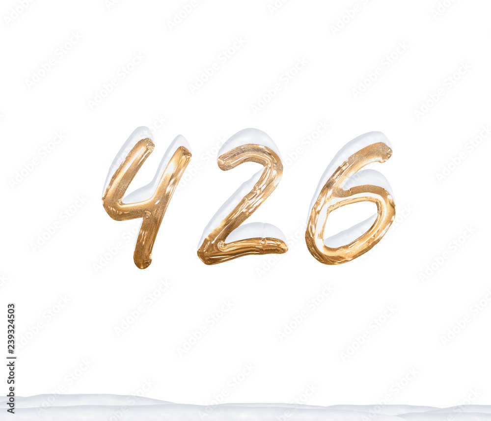 Gold Number 426 with Snow on white background Gold Number 426 with Snow on white background