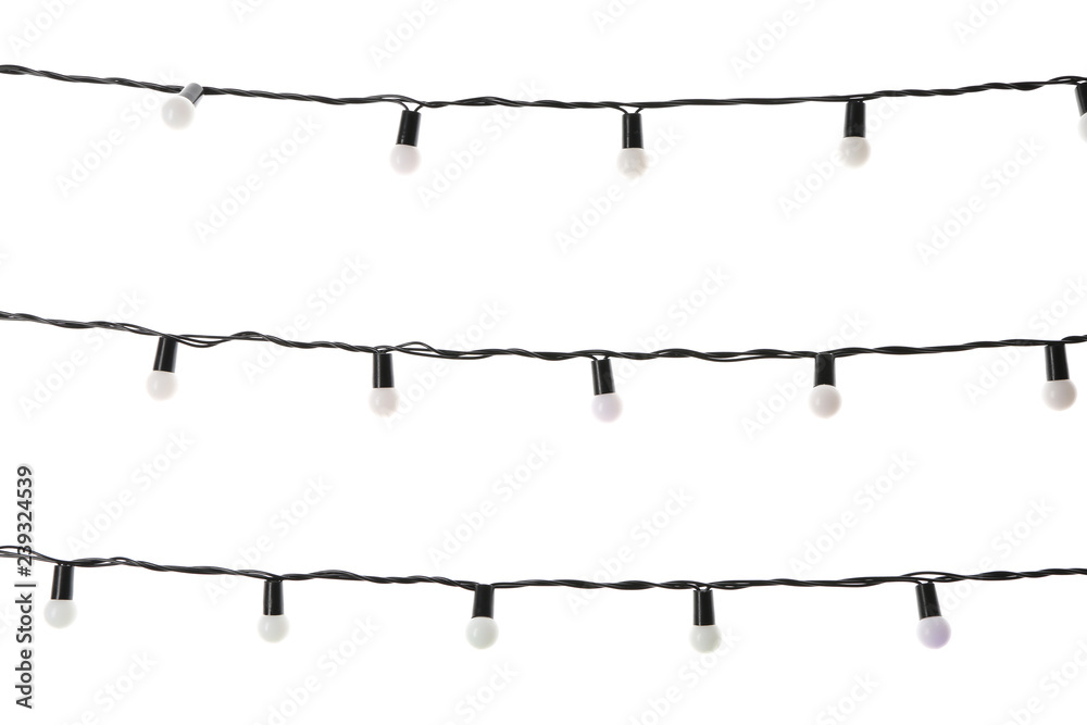 Christmas lights on white background Christmas lights on white background