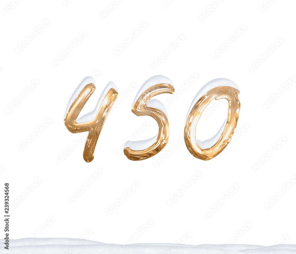 Gold Number 450 with Snow on white background Gold Number 450 with Snow on white background