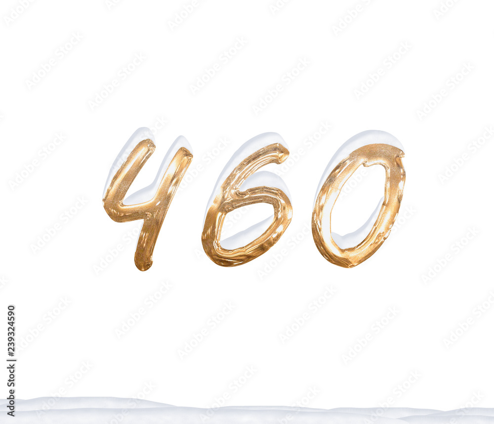 Gold Number 460 with Snow on white background Gold Number 460 with Snow on white background