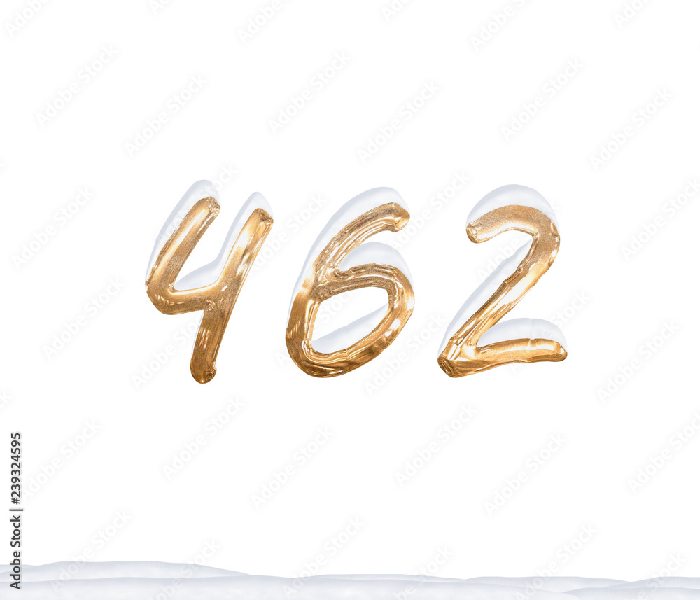 Gold Number 462 with Snow on white background Gold Number 462 with Snow on white background