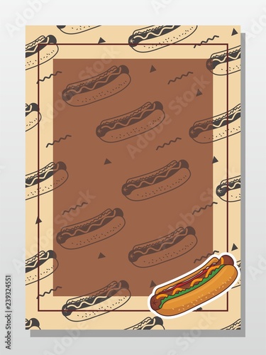 Hot dog background template for menu, poster, label, card design 