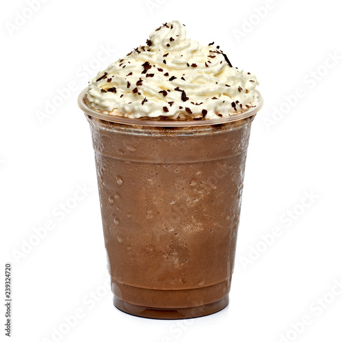 Canvas Print Frappuccino in takeaway cup isolated on white background