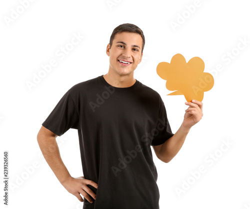 Young man with speech bubbl...