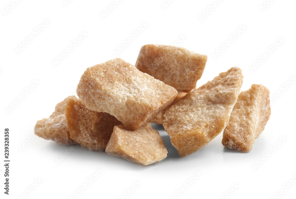 Pieces of sugar on white background Pieces of sugar on white background