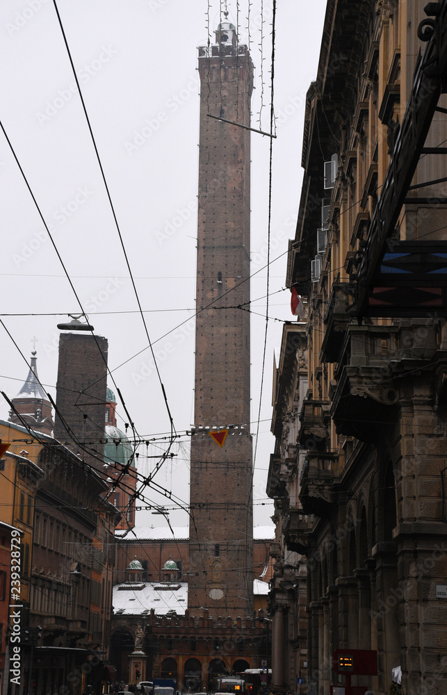 Details in the center of Bologna during the winter period. there is snow Details in the center of Bologna during the winter period. there is snow