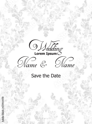 Vintage Baroque Victorian card Vector. Floral ornament frame decoration. Engraved retro texture designs. Light blue colors