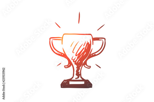 Victory, cup, trophy, competition, success concept. Hand drawn isolated vector.
