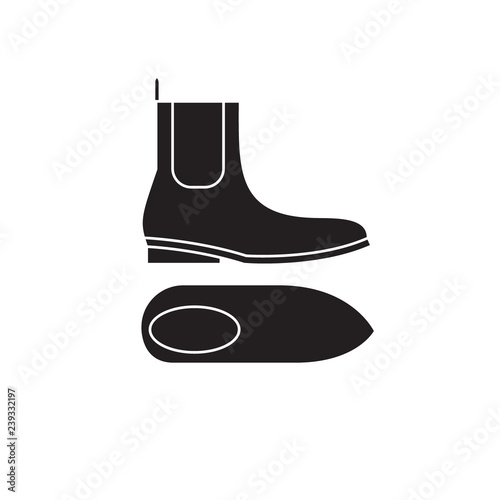Chelsea boots black vector concept icon. Chelsea boots flat illustration, sign, symbol