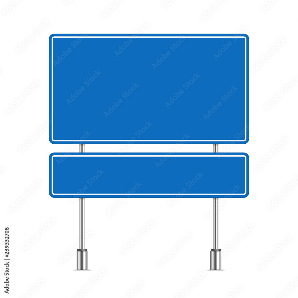 Blank blue road sign. Blank blue road sign.